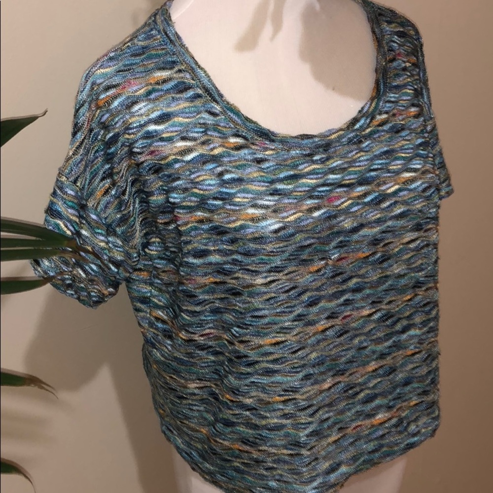 Free People Textured Wavy Stretch Knit Crop Top
